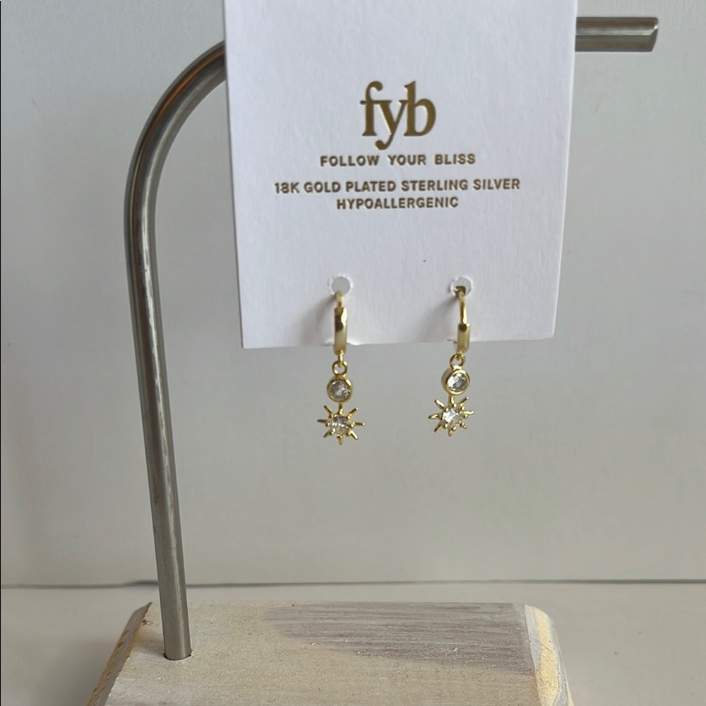 Gold and Silver Dangle Starburst Earrings